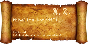 Mihalits Kornél névjegykártya